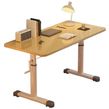 Imagem de HGTRH Mesa de computador, mesa de estudo de escrita com ajuste de altura de manivela 80/100/120x60 cm 63-90 cm alcance de elevação 150 kg rolamento de carga em forma de I pernas de mesa de aço carbono
