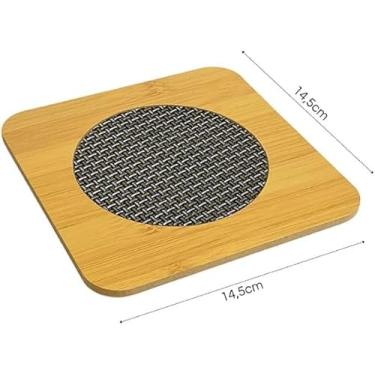 Imagem de Descanso de Panelas Quadrado em Madeira Cerejeira, Protetor de Mesa, Suporte para Travessas e Copos