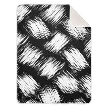 Imagem de WELLDAY Cobertor de bebê para meninos e meninas - Cobertores de bebê com textura de tecido preto e branco, cobertores macios e respiráveis para berçário 76 x 101 cm
