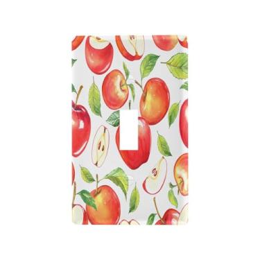 Imagem de Wassud Aquarela maçãs placa de cobertura de interruptor de luz decorativa capas de tomada placa de parede para tomadas elétricas interruptor único 4,53 x 2,76 polegadas