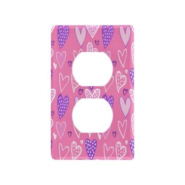 Imagem de Wassud Playful Hearts Placa de cobertura de interruptor de luz decorativa para tomadas elétricas duplex 12 x 7 cm