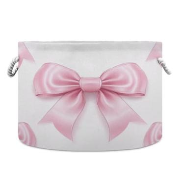 Imagem de WELLDAY Cesta de corda de algodão, laços, cesta de lavanderia de bebê para sala de estar, lavanderia, berçário, travesseiros, decoração de casa