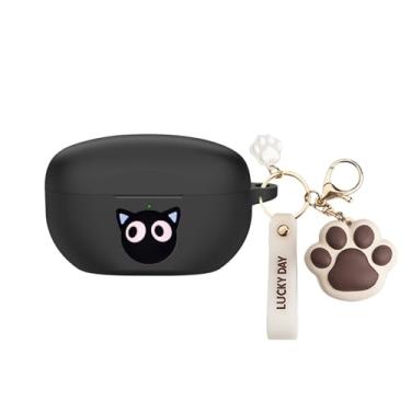 Imagem de SKPY Linda capa compatível com Sony WF-1000XM5 com chaveiro, silicone macio, desenho animado, animal, gato, criativa à prova de choque, proteção para WF-1000XM5 para mulheres e homens