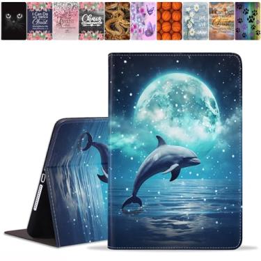 Imagem de DEHJYYIJUY Capa para Samsung Galaxy Tab S9 FE 5G 10,9 polegadas e Galaxy Tab S9 11 polegadas (2023) - Capa inteligente fina de couro PU com despertar/hibernar automaticamente, golfinho sob a lua