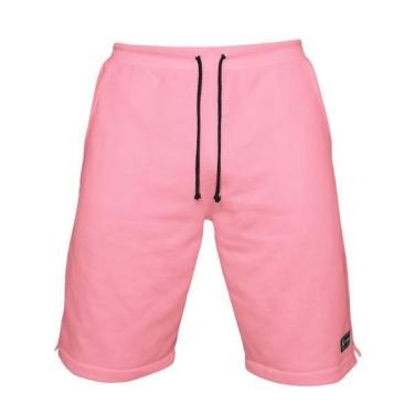 Imagem de Bermuda Moletom Masculina com 3 Bolsos Fenda Lateral Short Básico Casual Treino-Masculino