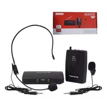 Imagem de Microfone Profissional Sem Fio, Lapela e Headset, Omnidirecional, Dinâmico, Alcance 30-50m, Preto, MT-2201
