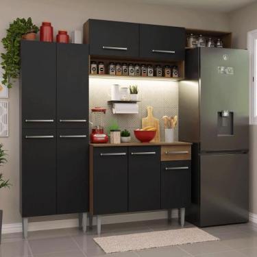 Imagem de Armário de Cozinha Completa 229cm Emilly Madesa 18, Rustic/Preto