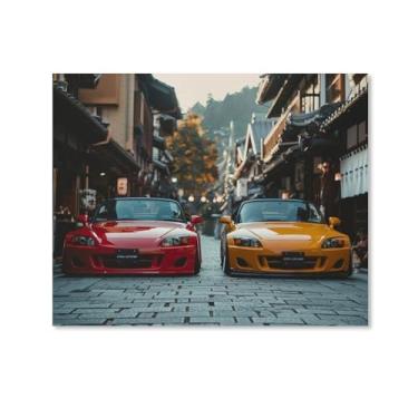 Imagem de HouLaiZhe Jdm Carro Vermelho S2000 Vs Amarelo S2000 Posters Tela Estética Decoração de Quarto Pintura de Parede Impressões Galeria Sala Decoração de Parede para Quarto Sala de Estar Escritório 16 x 20
