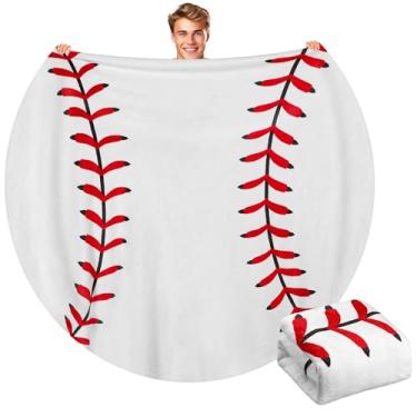 Imagem de Hahafelt Cobertor esportivo redondo de 152 cm para adolescentes e adultos, flanela macia, beisebol, softball, tênis, futebol, base, voleibol, presente para fãs de esportes, aniversário, Natal