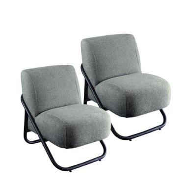 Imagem de Kit 2 Poltronas Andirá em Madeira Eucalipto Movellu Home, Boucle Cinza