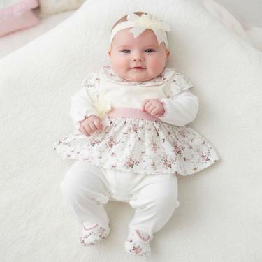 Imagem de Kit 03 Peças Macacão Longo Bebê Menina Letícia Palha - Marias Baby, M