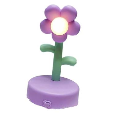 Imagem de aqxreight Abajur de Mesa Linda Flor Luz Noturna Lâmpada de Mesa Portátil Decorativa para Decoração de Dormitório de Escritório Quarto Roxo e Fazendo Toque de Conforto para Flor de Luz Sala Noturna