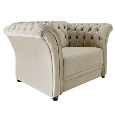 Imagem de Poltrona Decorativa Chesterfield Sofia Corano Bege- Amarena Móveis Branco Desenho Do Tecido Corano