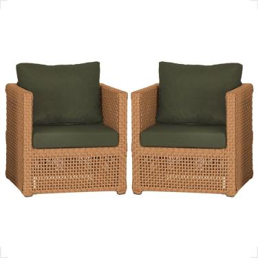 Imagem de 2 Poltronas Madri Alumínio Corda Náutica Estofado 13 Trama Terra Cota