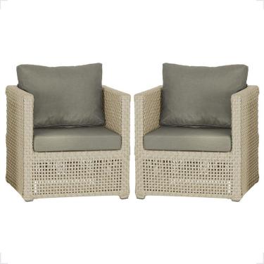 Imagem de 2 Poltronas Madri Alumínio Corda Náutica Estofado 8 Trama Rami