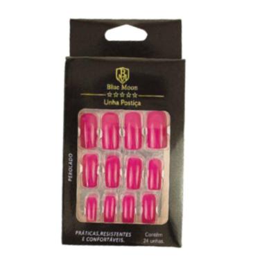 Imagem de Blue Moon Unhas Postiças Rosa Escuro Autocolantes Tamanho Médio (24 Unidades)