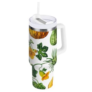 Imagem de Copo com isolamento duplo de 850 g com canudo e alça, copo de viagem vintage com isolamento vegetal