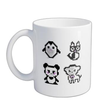 Imagem de Caneca Xícara de Café Porcelana 300ml Com Pixel Art Para Videogame