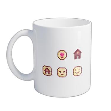 Imagem de Caneca Xícara de Café Porcelana 300ml Com Desenho Emoji Estilo Pixel
