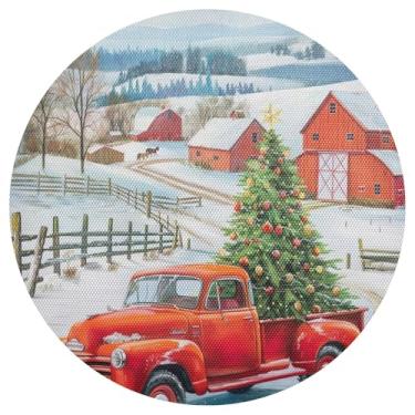 Imagem de Conjunto de 1 tapete de mesa redondo, lavável de 38 cm, jogo americano de PVC, para mesa de jantar, mesa de cozinha