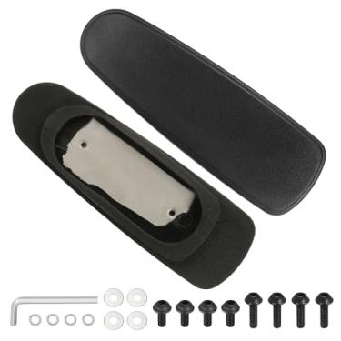 Imagem de PATIKIL 1 par de substituição de descanso de braço para cadeira de escritório, capa de couro para cadeira de escritório PU 10 cm orifício de montagem com parafusos para cadeiras de jogos, apoio de