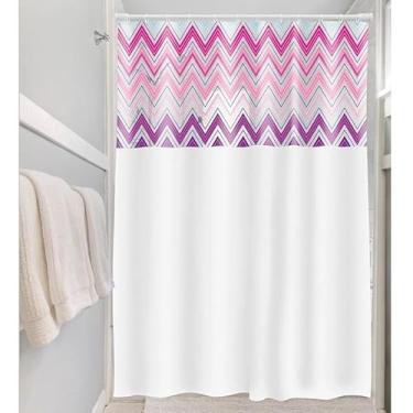 Imagem de Cortina de Box Banheiro Vinil com Ganchos – Cortina para Box Impermeável e Fácil de Limpar (VISOR ZIG ZAG)