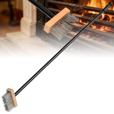 Imagem de CALCHELE Escova de lareira, vassoura de metal resistente de 149 cm com cerdas de ferro resistentes ao calor