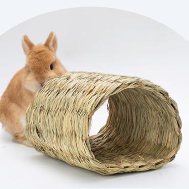 Imagem de Generic Casa de Palha para Animais de Estimação Com Design Arredondado, Tubo de Túnel de Grama Natural para Hamsters, Chinchilas, Sem Aditivos (Passagem do Ninho de Grama)