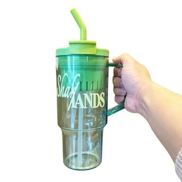 Imagem de Copo Grande Acrilico 1l Alça Com canudo e Tampa (Verde)