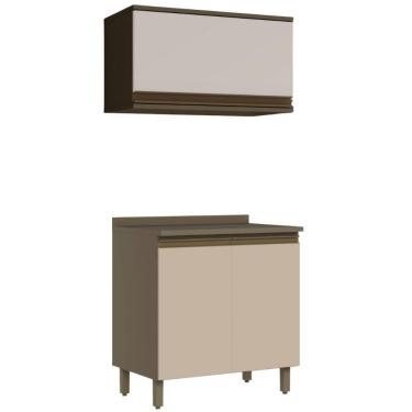 Imagem de Armário Aéreo Alto e Balcão Com Tampo MDF 40 cm Connect Henn