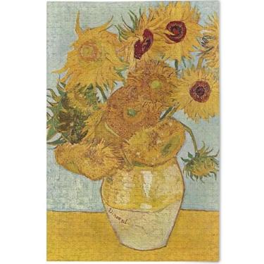 Imagem de Quebra-cabeça de girassóis Vincent Vangogh adultos, 1000 peças, jogo de arte, arte prime, personalizado, divertido, bobo, 75 x 50 cm