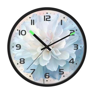 Imagem de SEHANY Herb Wildflower Relógio de parede silencioso sem tique-taque relógio redondo operado por bateria 30 cm controle de som luz noturna relógios de parede para sala de estar, cozinha, quarto