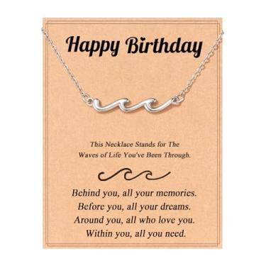 Imagem de Tarsus Presentes de aniversário para mulheres, através das ondas da vida, colar de aniversário ondulado para mulheres, amigas, irmãs, filhas, mãe, avó..., average, Aço inoxidável, Sem Pedra Preciosa