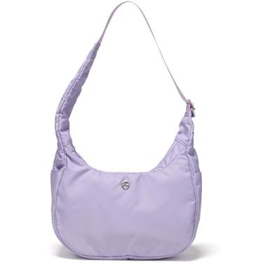 Imagem de Pander Bolsa de ombro feminina de nylon 4L, bolsa crescente repelente de água com alça ajustável, Roxo lilás, Medium, Minimalista