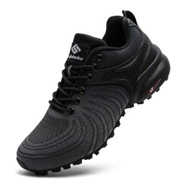 Imagem de Unitysow Tênis De Corrida Trilha Masculino, Leve, Respirável, Para Caminhada, Atividades Ao Ar Livre, Esportivo, Treinamento Cruzado, Preto E Cinza, 6,5 Eua