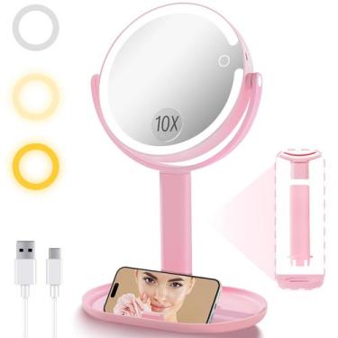 Imagem de Espelho de maquiagem vpu Vanity com luzes de aumento de 10X/1X
