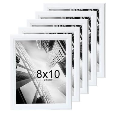 Imagem de KTKDE Conjunto de 5 porta-retratos 20 x 25, molduras de madeira brancas, pendurar na parede vertical e horizontal para exibição de parede ou tapletop, porta-retrato de galeria de estúdio para fotos