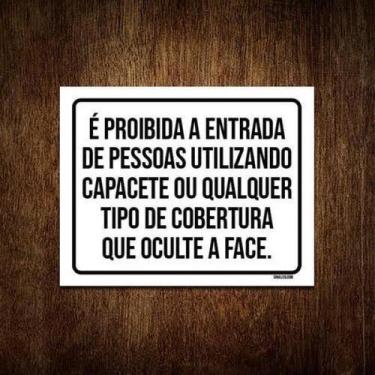 Imagem de Kit 5 Placas Proibida Entrada Pessoas Utilizando Capacete - Sinalizo.C