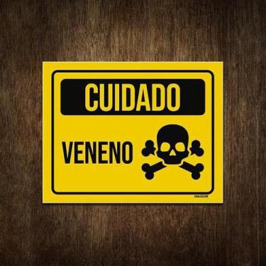 Imagem de Placa De Sinalização Aviso Cuidado Veneno 27X35 - Sinalizo