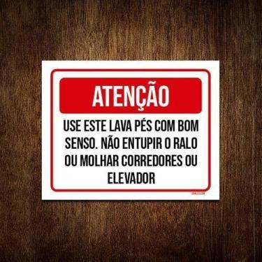 Imagem de Kit 3 Placa Sinalização - Atenção Use Lava Pés Bom Senso - Sinalizo