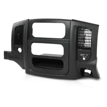 Imagem de LQI Painel de acabamento central do painel de rádio com saídas de ar e armazenamento compatível com Dodge Ram 1500 2002-2005/compatível com Dodge Ram 2500 3500 2003-2005 preto