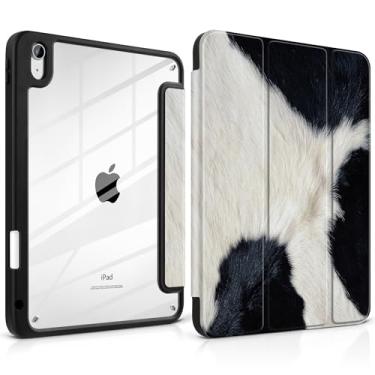 Imagem de TWOLSKOO Capa para iPad de 11ª e 10ª geração com suporte para lápis, suporte de três dobras, hibernar/despertar automático, parte traseira de acrílico transparente com amortecedor de TPU, para iPad de