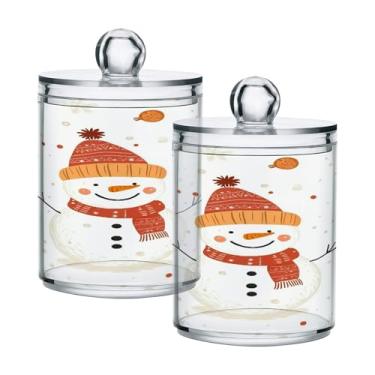 Imagem de xigua Pacote com 4 suportes para bonecos de neve de Natal para bolas de algodão, cotonete – Frasco de plástico de boticário transparente e versátil para armazenamento de maquiagem de banheiro e