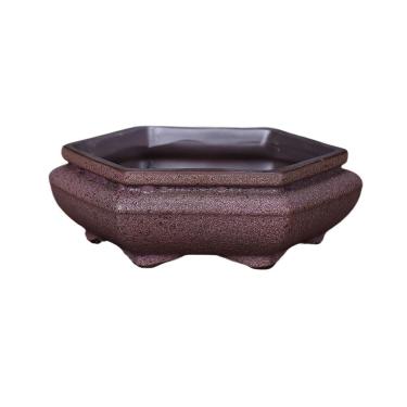 Imagem de Pires de plantas Bandeja hexagonal de cerâmica estilo chinês para arranjos florais mesa, vintage