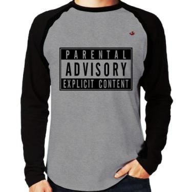 Imagem de Camiseta Raglan Parental Advisory: Explicit Content Manga Longa - Foca