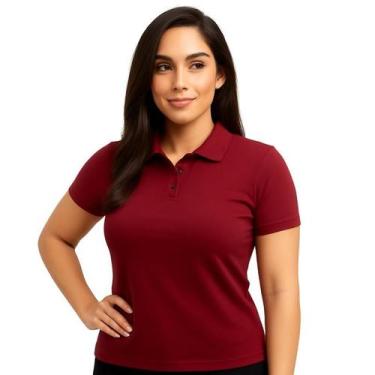 Imagem de Camiseta Gola Polo Casual Baby Look Vinho - Fardas Express,  PP