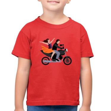Imagem de Camiseta Algodão Infantil Moto Casal - Foca na Moda, Vermelho, 10