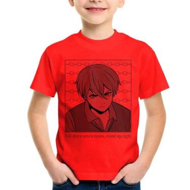 Imagem de Camiseta Infantil Fall Down Seven Times, Stand Up Eight - Foca na Moda