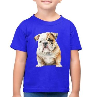 Imagem de Camiseta Algodão Infantil Bulldog-Inglês - Foca na Moda, Azul royal, 2
