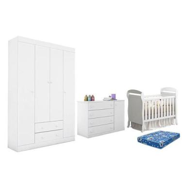 Imagem de Dormitório Helena Guarda Roupa, Cômoda e Berço Danny com Colchão Physi